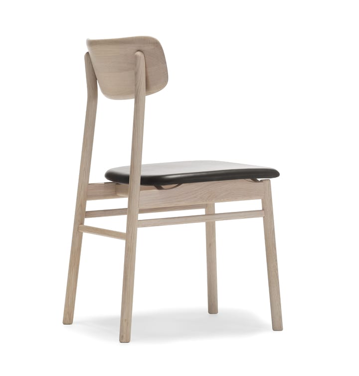 Καρέκλα, Prima Vista, ανοιχτή δρυς με ματ λάκα - Δέρμα elmotique 99001 μαύρο - Stolab