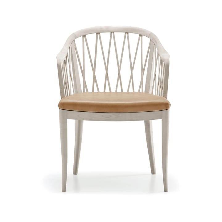 Καρέκλα με μπράτσα, Widemar - Δέρμα στο χρώμα του κονιάκ, λαδωμένη σημύδα - Stolab