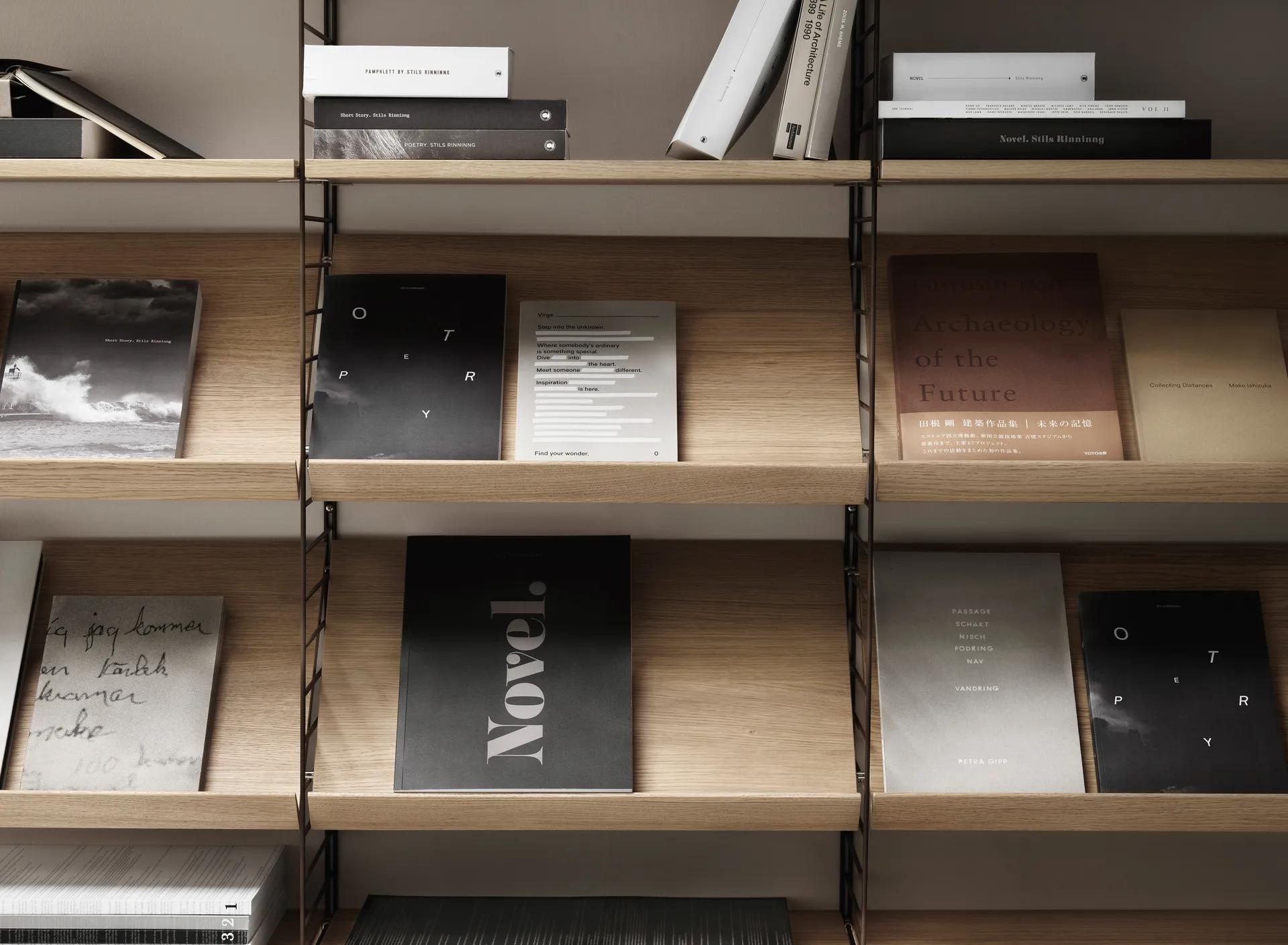 Ξύλινο ράφι περιοδικών String, Οξιά, 58x30 εκ String