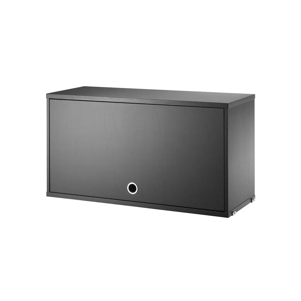 Ντουλάπι String με αναδιπλούμενη πόρτα, Φλαμουριά μαύρο βερνίκι, 78x30 cm String