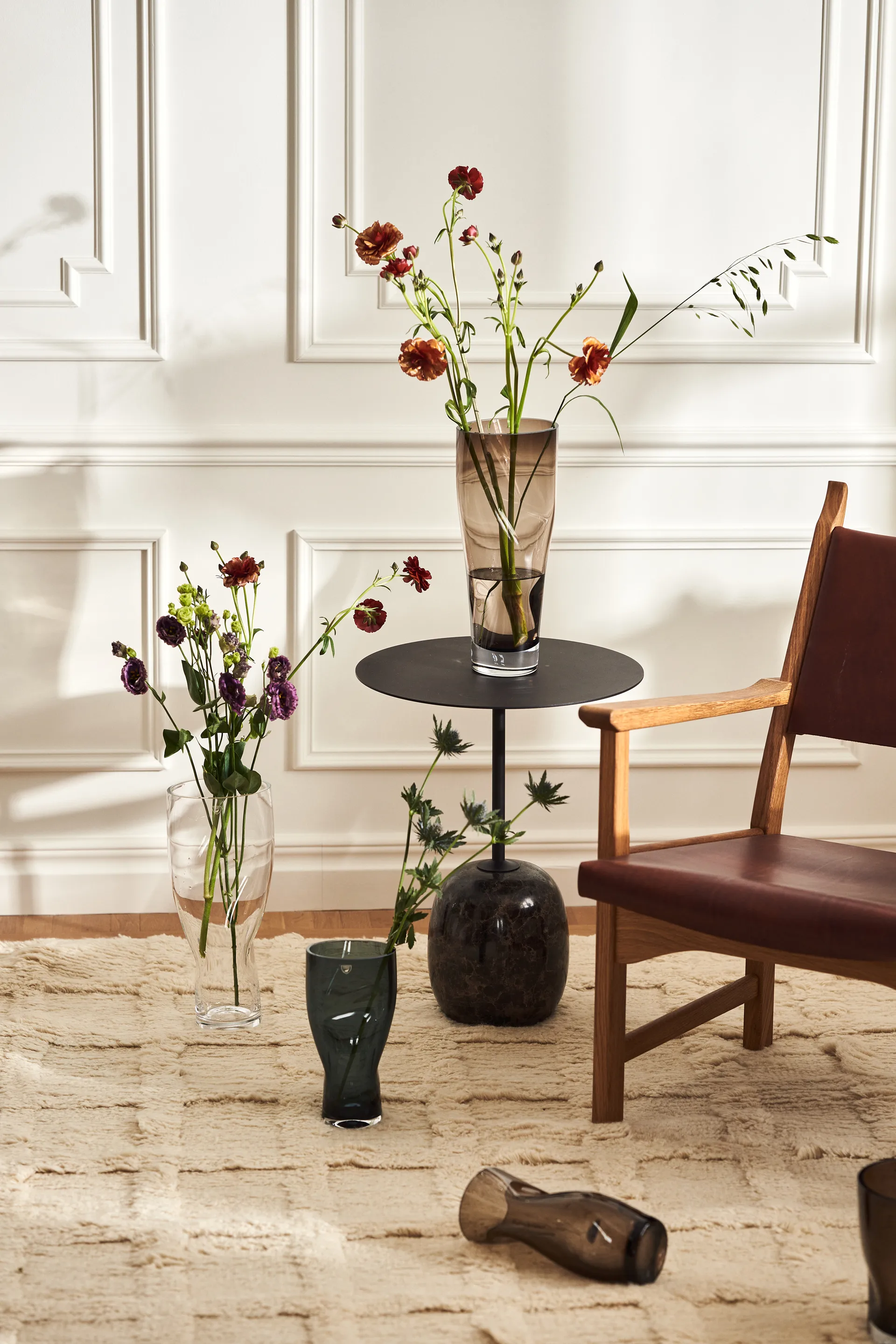 Πολυθρόνα Caryngo, Λαδωμένη δρυς-δέρμα κόκκινο καφέ Swedese