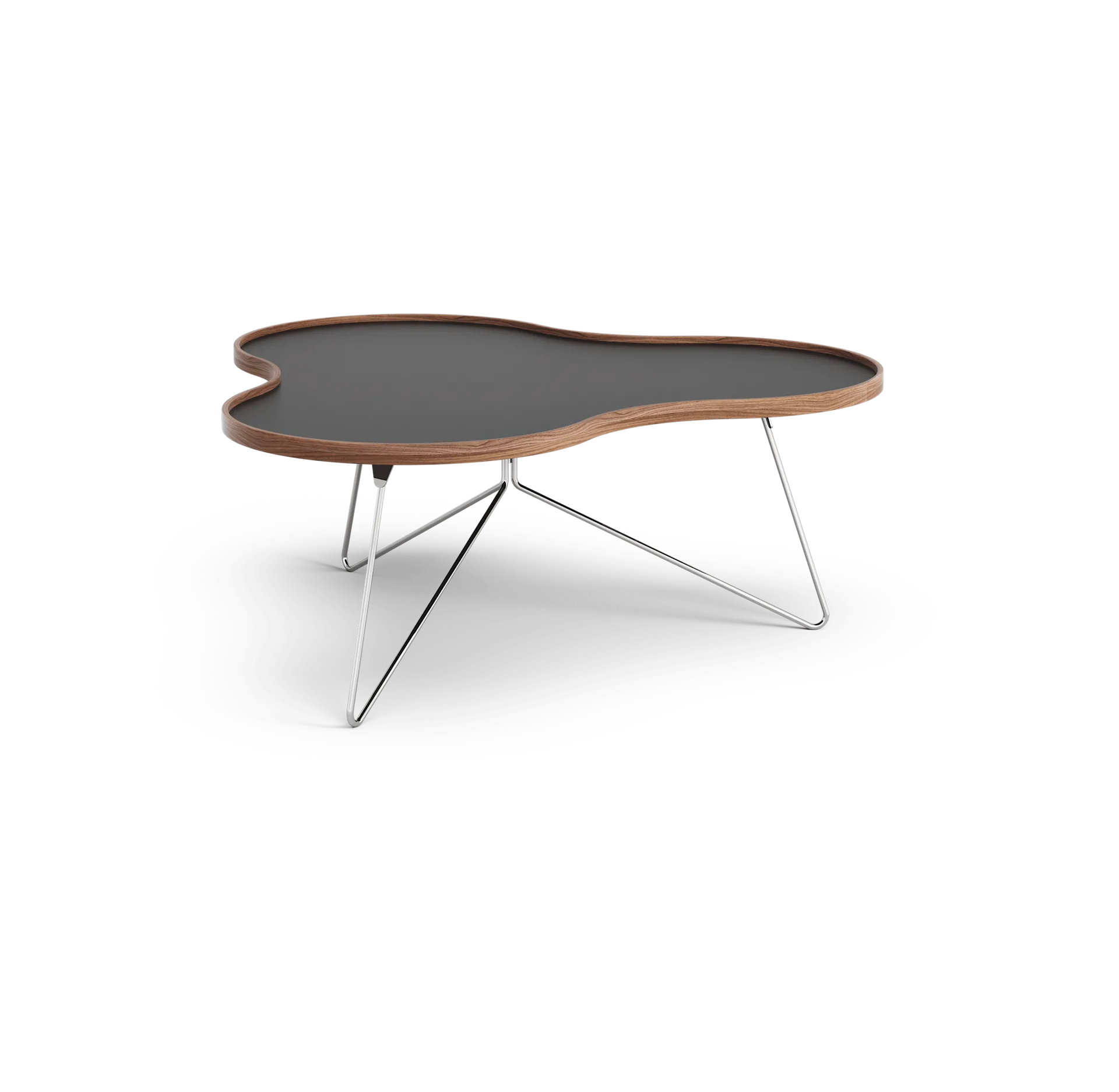 Flower τραπέζι 107x114 cm, H45cm-μαύρο-καρυδιά-χρώμιο Swedese