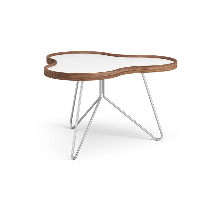 Flower τραπέζι 62x66 cm - H39cm-λευκό-καρυδιά-χρώμιο - Swedese