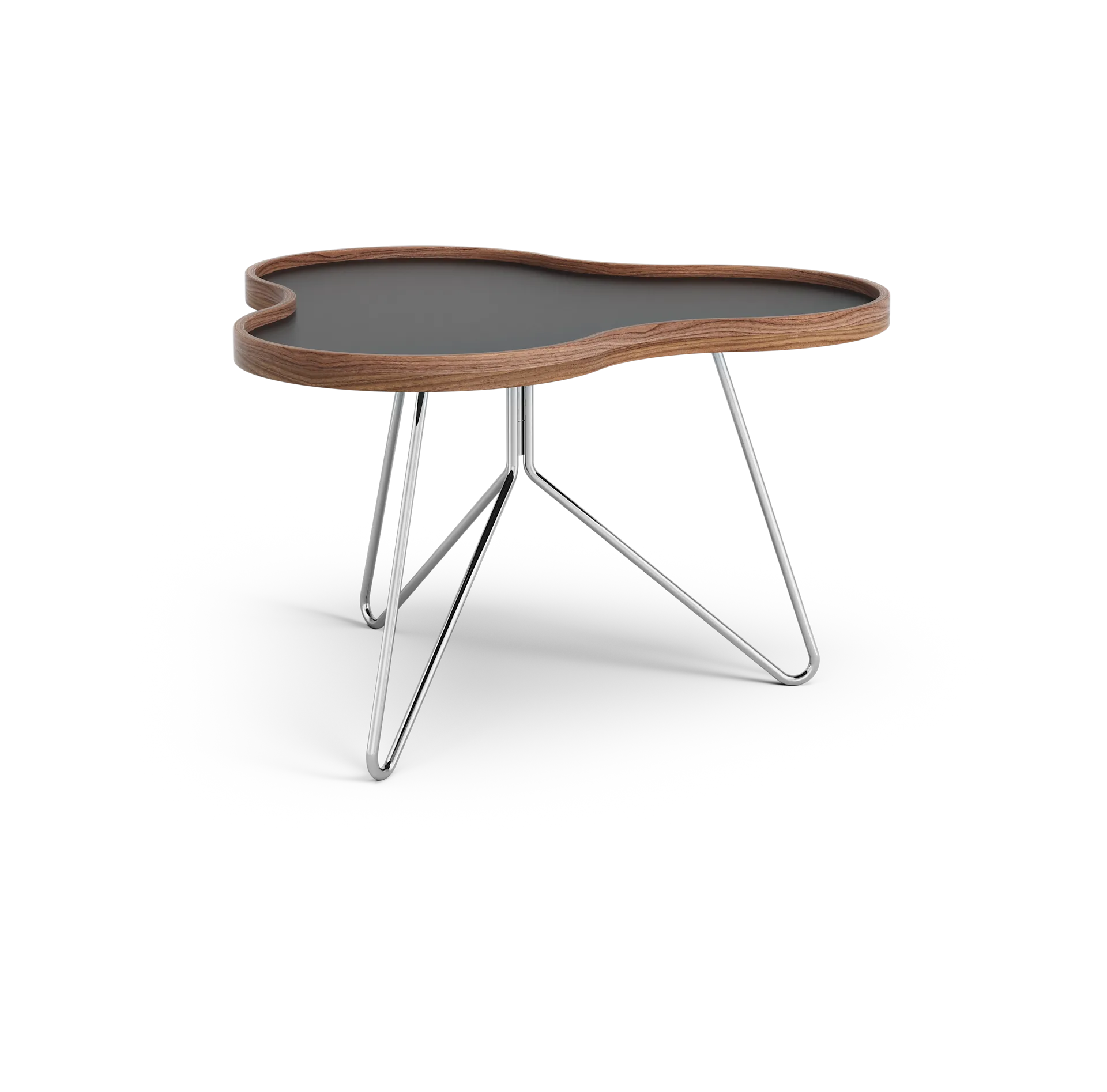 Flower τραπέζι 62x66 cm, H39cm-μαύρο-καρυδιά-χρώμιο Swedese