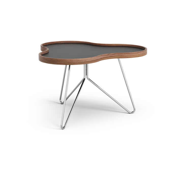 Flower τραπέζι 62x66 cm - H39cm-μαύρο-καρυδιά-χρώμιο - Swedese