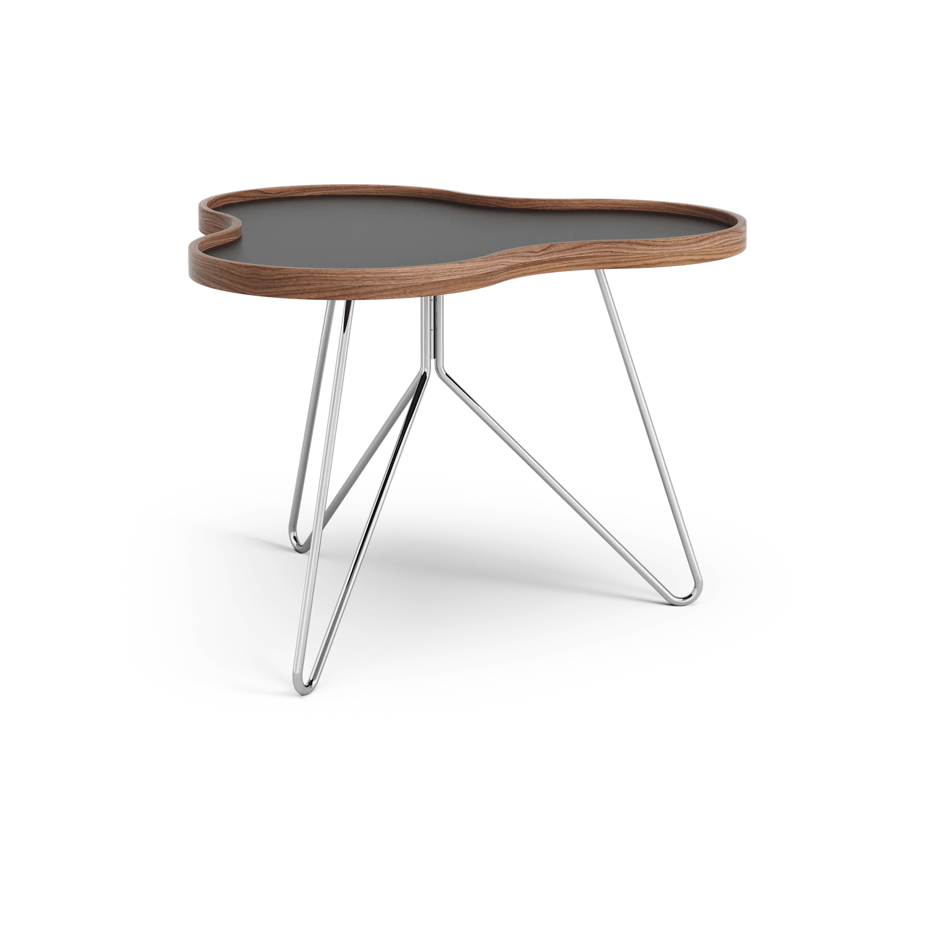 Flower τραπέζι 62x66 cm, H45cm-μαύρο-καρυδιά-χρώμιο Swedese