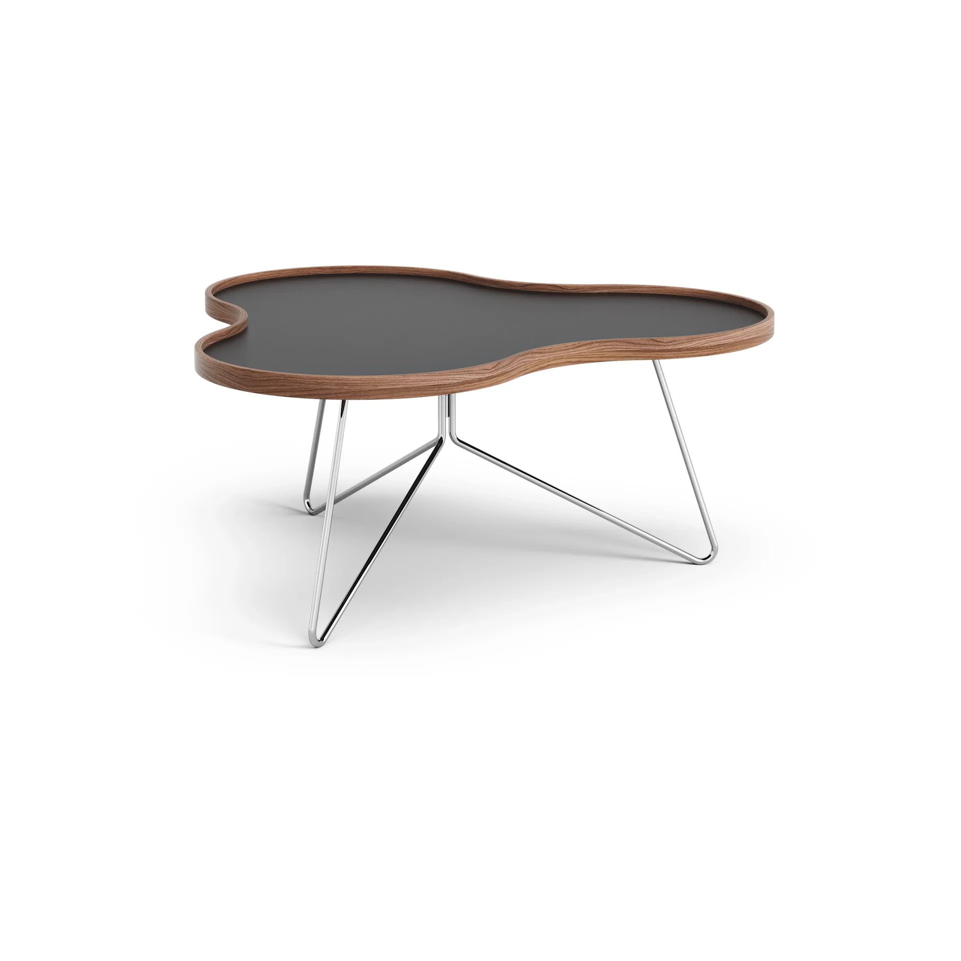 Flower τραπέζι 84x90 cm, H39cm-μαύρο-καρυδιά-χρώμιο Swedese