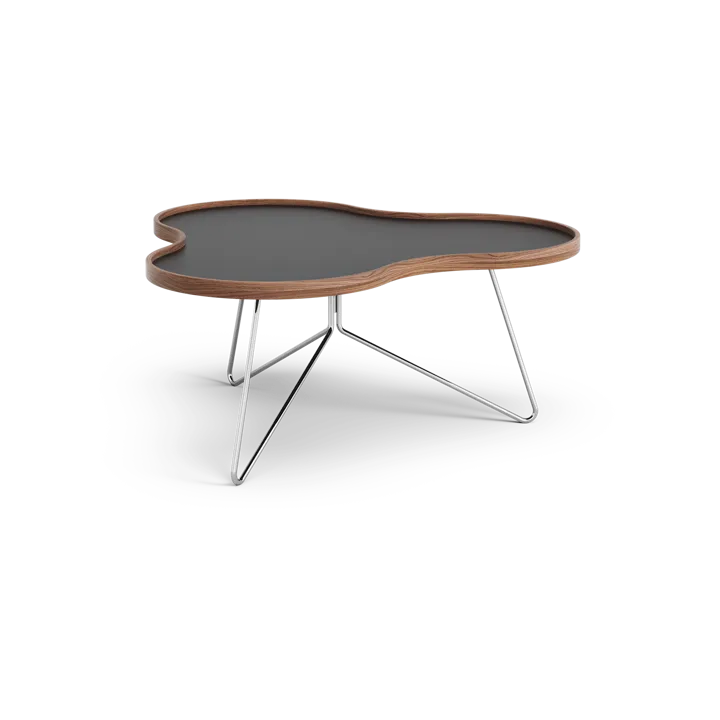 Flower τραπέζι 84x90 cm - H39cm-μαύρο-καρυδιά-χρώμιο - Swedese