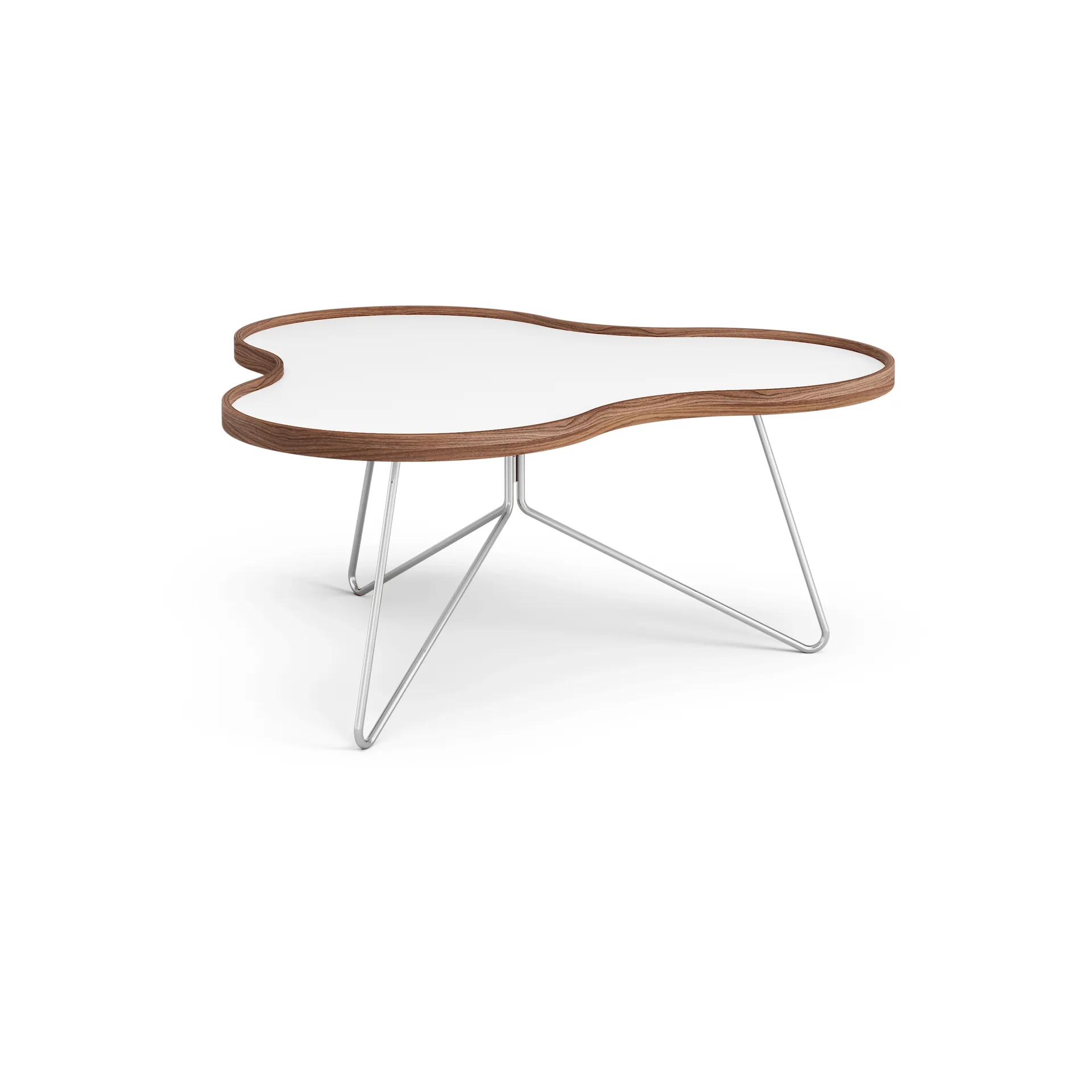 Flower τραπέζι 84x90 cm, H39cm-λευκό-καρυδιά-χρώμιο Swedese