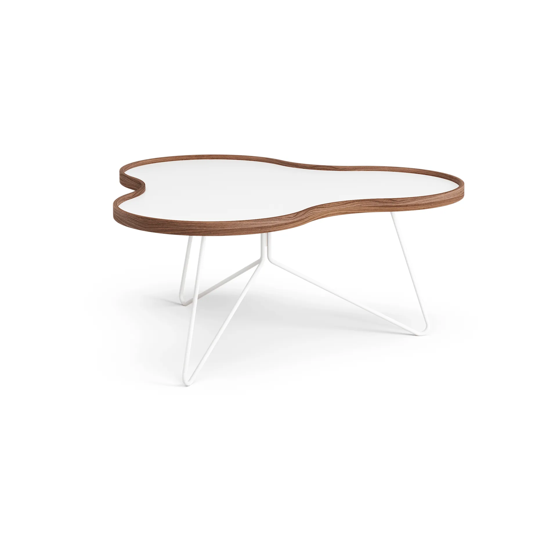 Flower τραπέζι 84x90 cm, H39cm-λευκό-καρυδιά-λευκή βάση Swedese