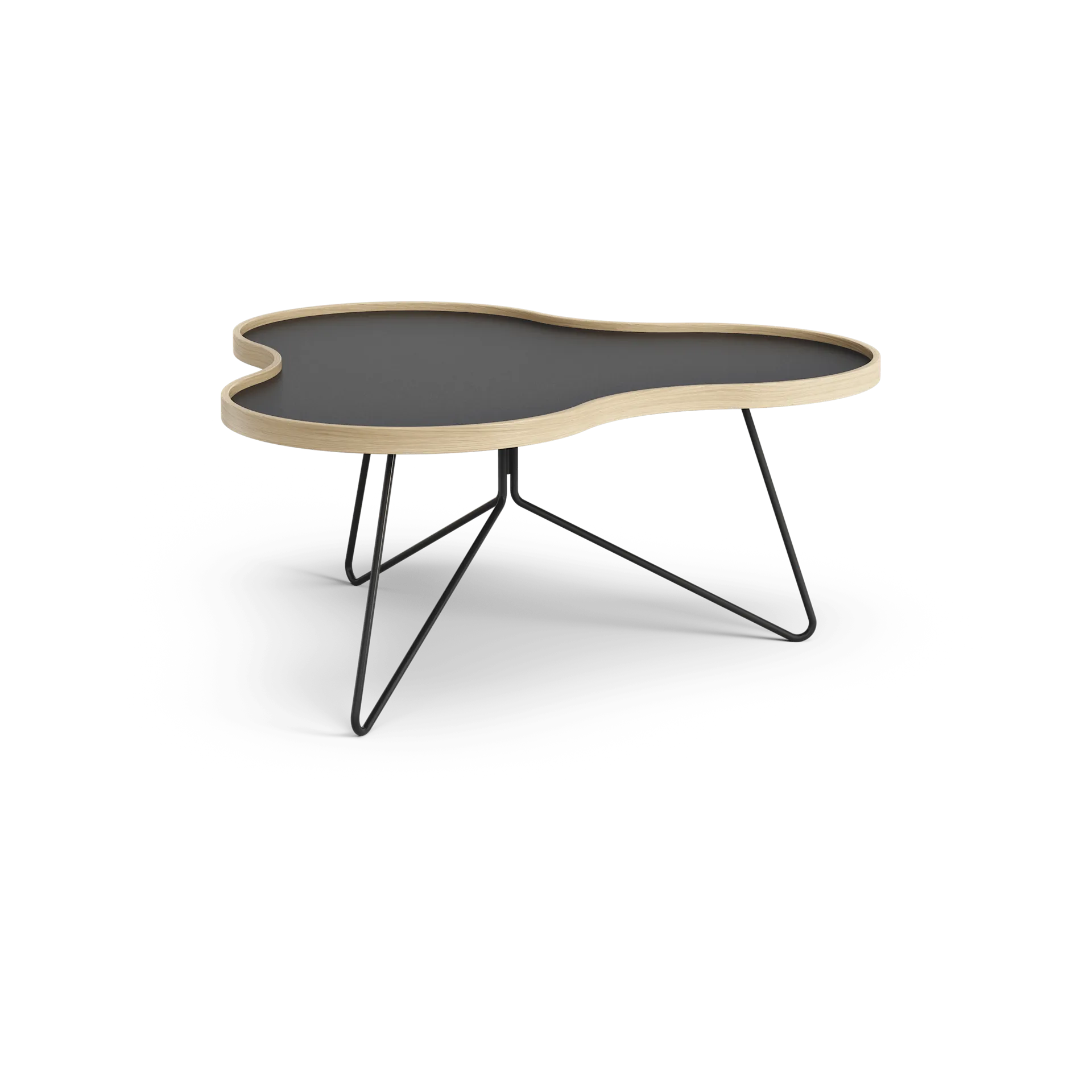 Flower τραπέζι 84x90 cm, H39cm-μαύρη-βελανιδιά-μαύρη βάση Swedese