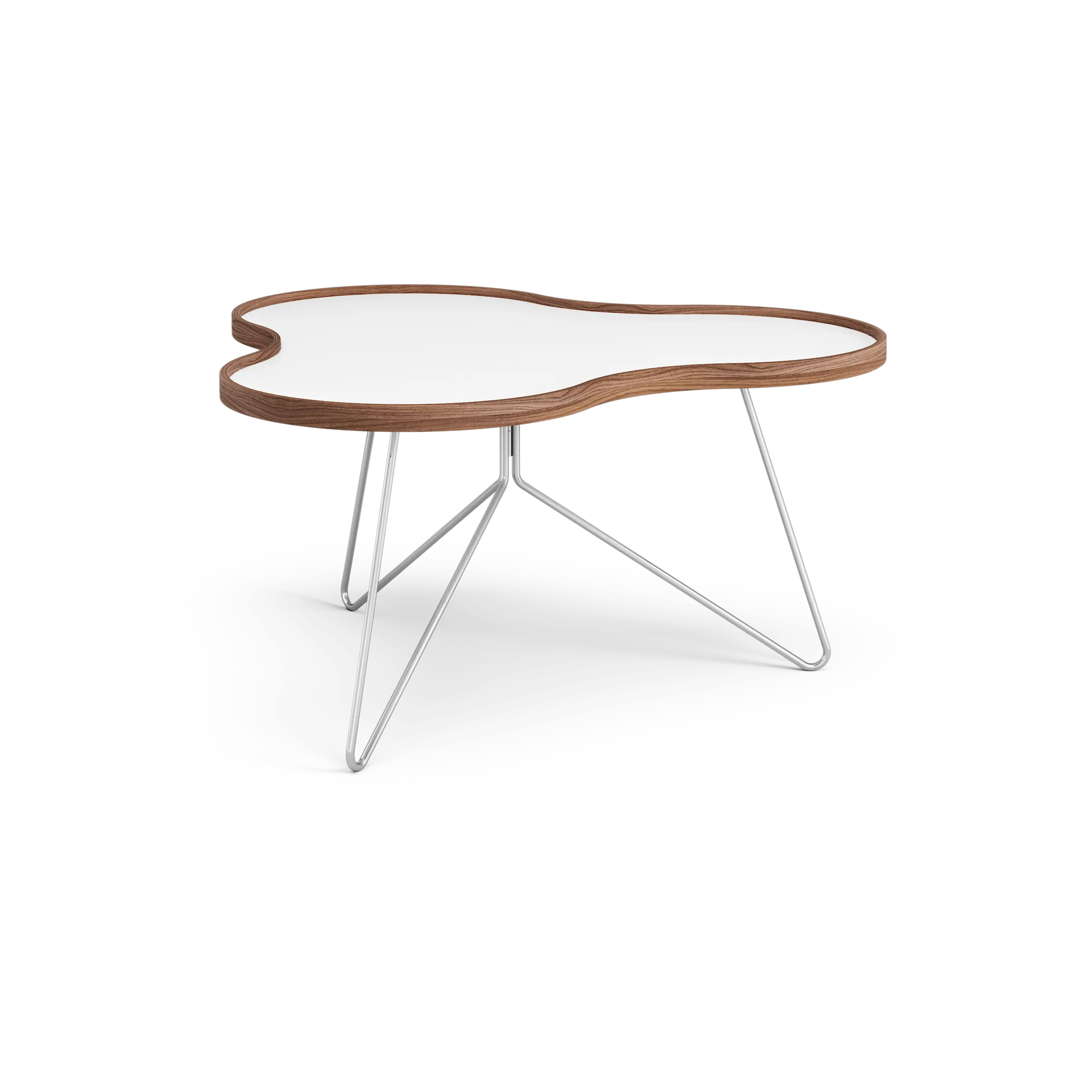 Flower τραπέζι 84x90 cm, H45cm-λευκό-καρυδιά-χρώμιο Swedese