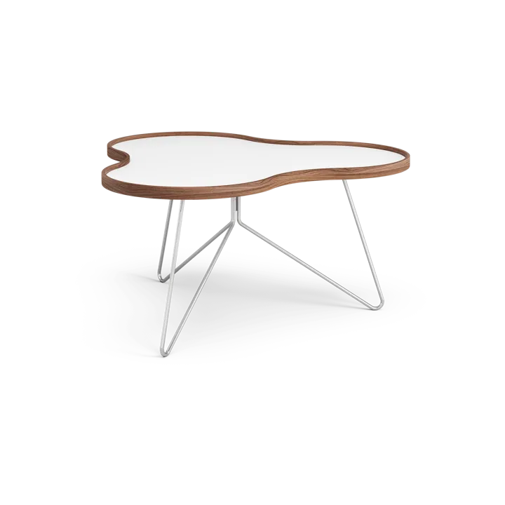 Flower τραπέζι 84x90 cm - H45cm-λευκό-καρυδιά-χρώμιο - Swedese