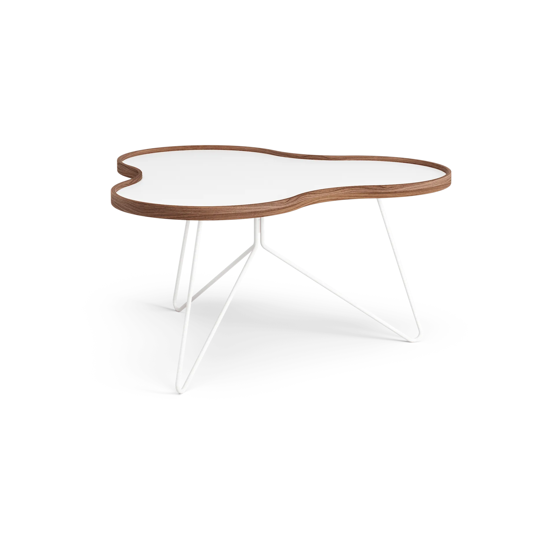 Flower τραπέζι 84x90 cm, H45cm-λευκό-καρυδιά-λευκή βάση Swedese