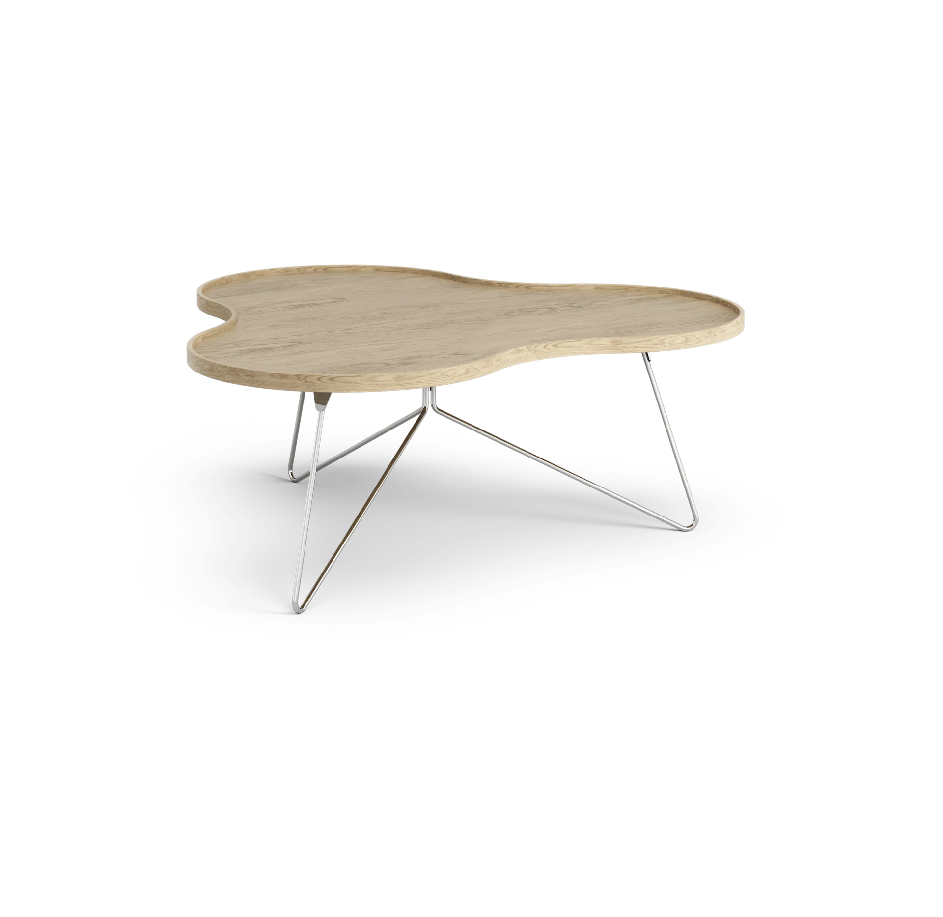 Flower mono τραπέζι 107x114 cm, H45 cm-φυσική οξιά-χρώμιο Swedese