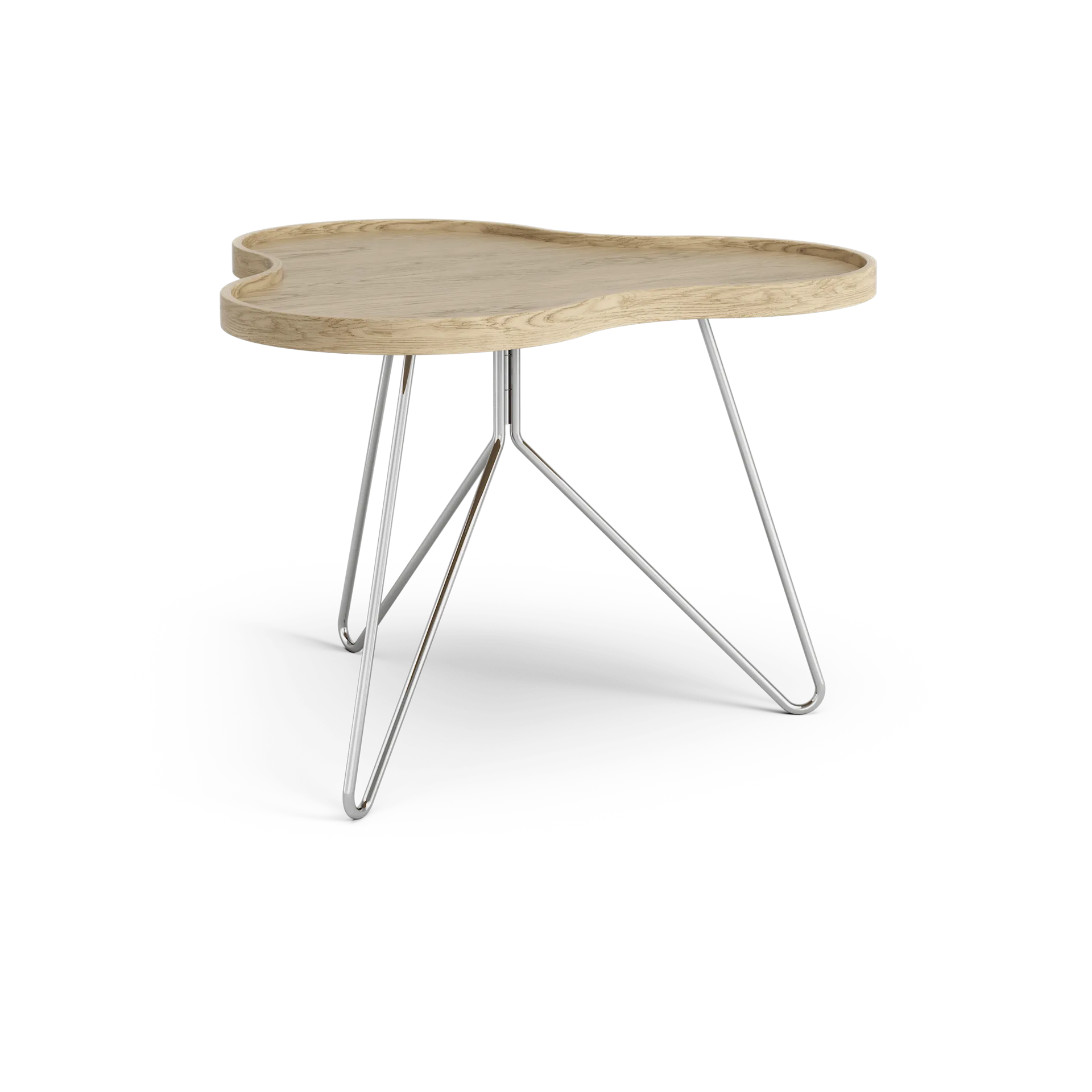 Flower mono τραπέζι 62x66 cm, H45cm-δρυς natural-χρώμιο Swedese