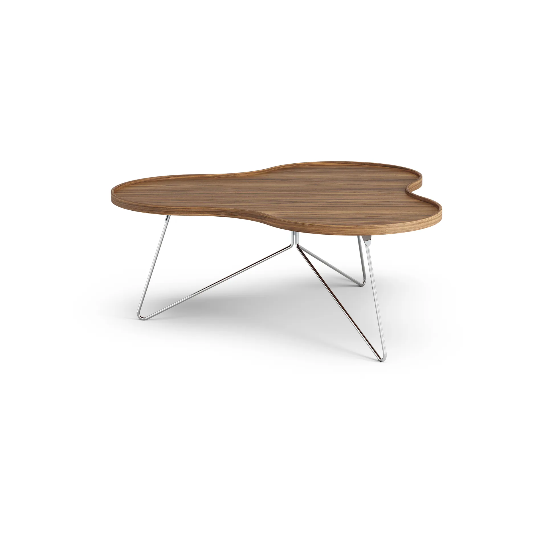 Flower mono τραπέζι Special Edition 107x114 εκ., Ύψος 45 εκ. – βαμμένο καρύδι – επιχρωμιωμένο ατσάλι Swedese