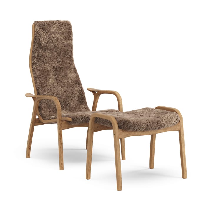 Καρέκλα με μπράτσα κα�ι υποπόδιο, Lamino, λαδωμένη δρυς/προβιά - Sahara (νουγκά-καφέ) - Swedese