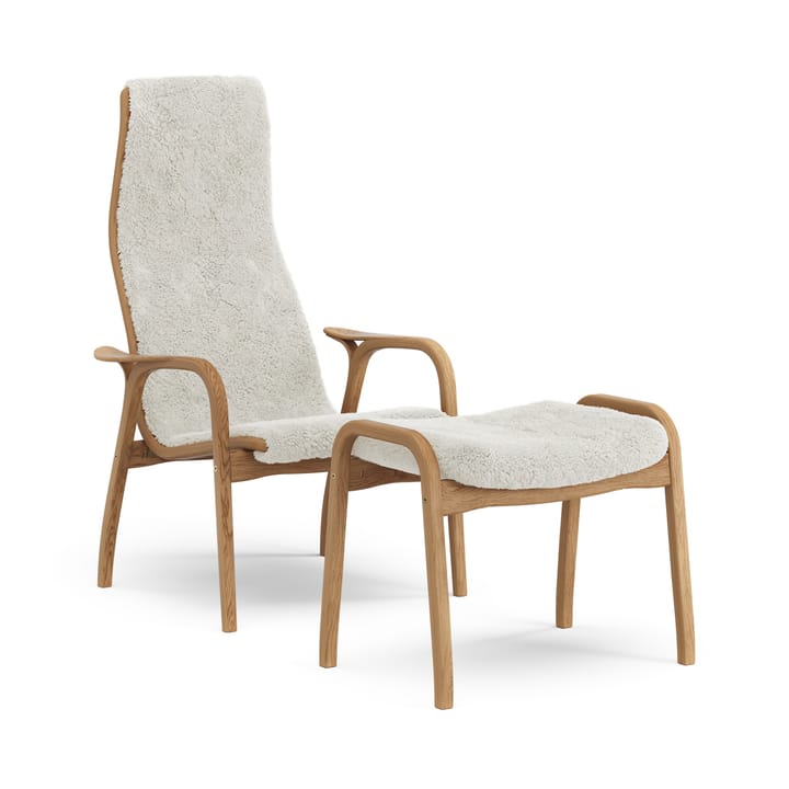 Καρέκλα με μπράτσα και υποπόδιο, Lamino, λαδωμ�ένη δρυς/προβιά - Υπόλευκο (λευκό) - Swedese