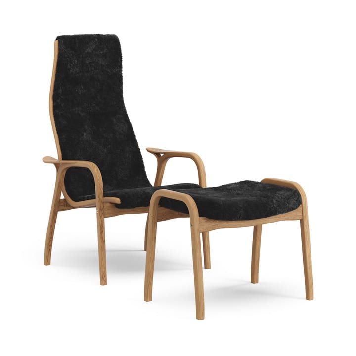 Καρέκλα με μπράτσα και υποπόδιο, Lamino, λαδωμένη δρυς/προβιά - Μαύρο - Swedese