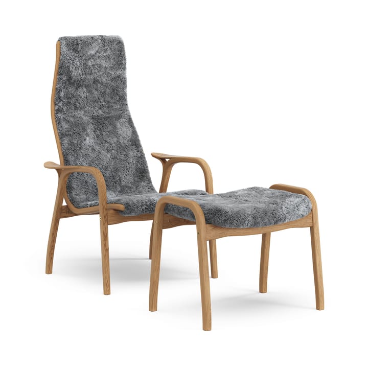 Καρέκλα με μπράτσα και υποπόδιο, Lamino, λαδωμένη δρυς/προβιά - Σκανδιναβικό γκρι - Swedese