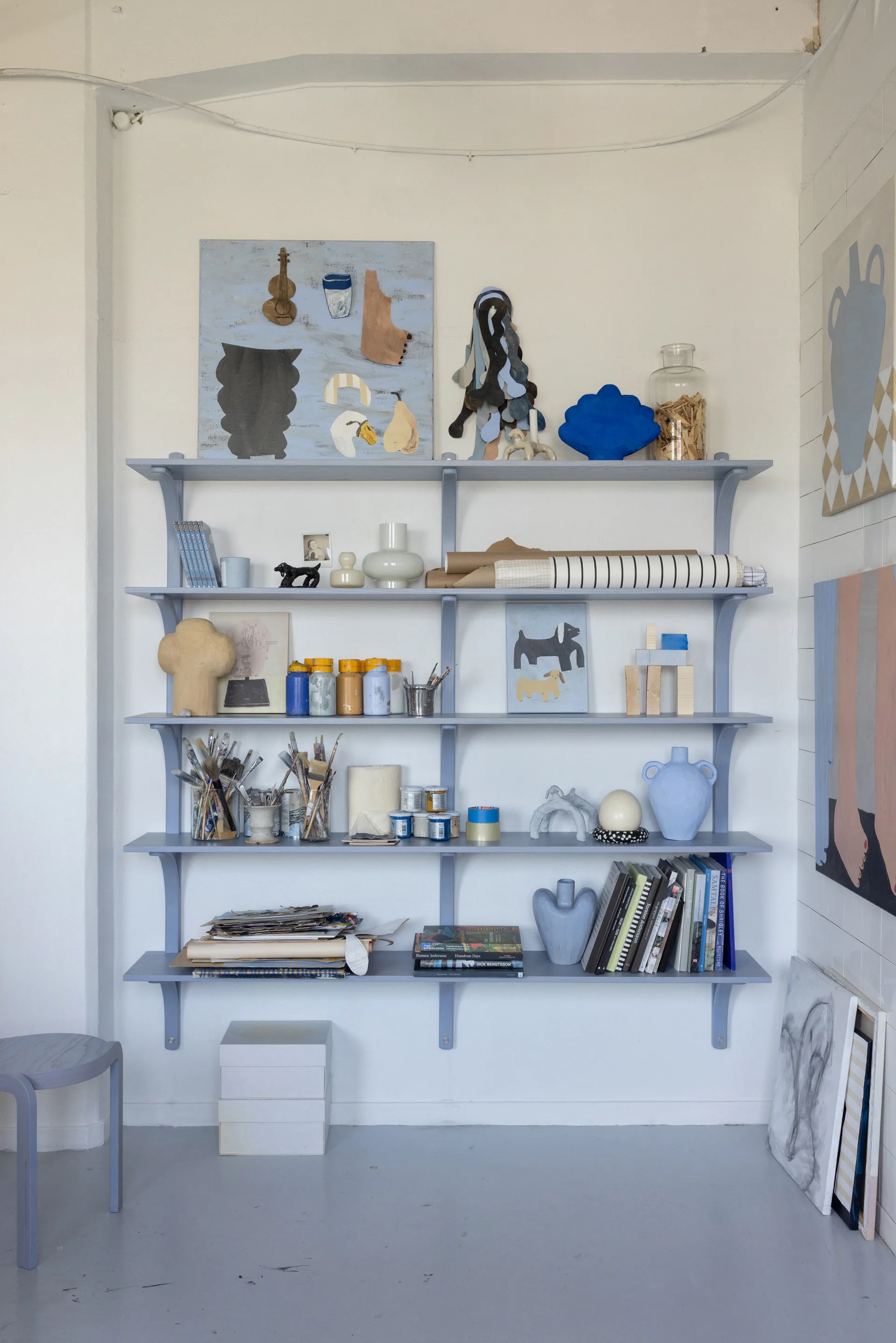 Levi ράφι, Λευκό βελανιδιά-ανοξείδωτο ατσάλι, 2 ράφια, 180 εκ.   Swedese