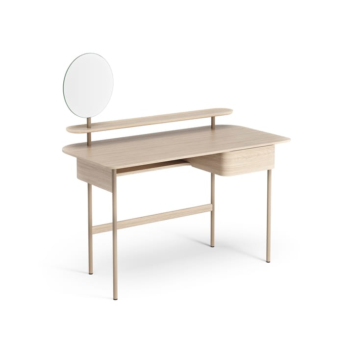 Luna γραφείο με συρτάρι, ράφι και καθρέφτη - Δρυς λευκό-χρωματισμένο - Swedese