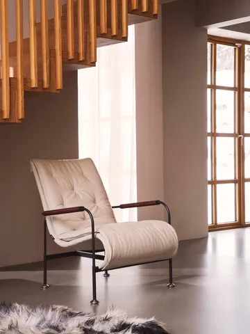 Πολυθρόνα Serpentine - Δέρμα προβάτου Moonlight-χρώμιο-Tärnsjö Nature  - Swedese