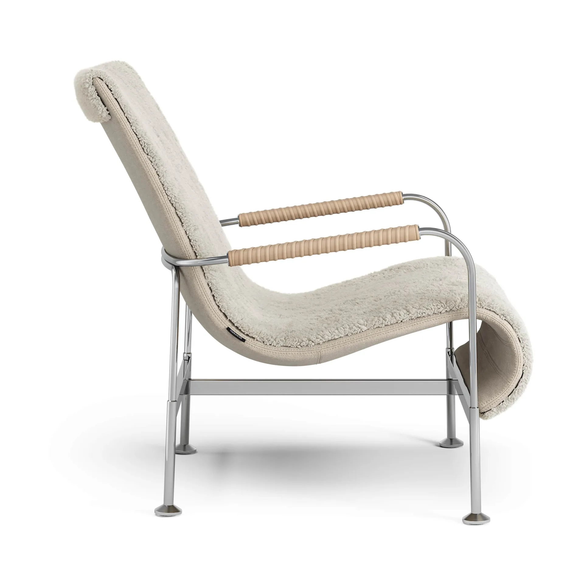 Πολυθρόνα Serpentine, Δέρμα προβάτου Moonlight-χρώμιο-Tärnsjö Nature  Swedese