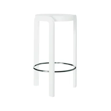 Ψηλό σκαμπό, Spin - Φλαμουριά σε λευκό σμάλτο, κρίκος στα πόδια σε χρώμα χρωμίου - Swedese