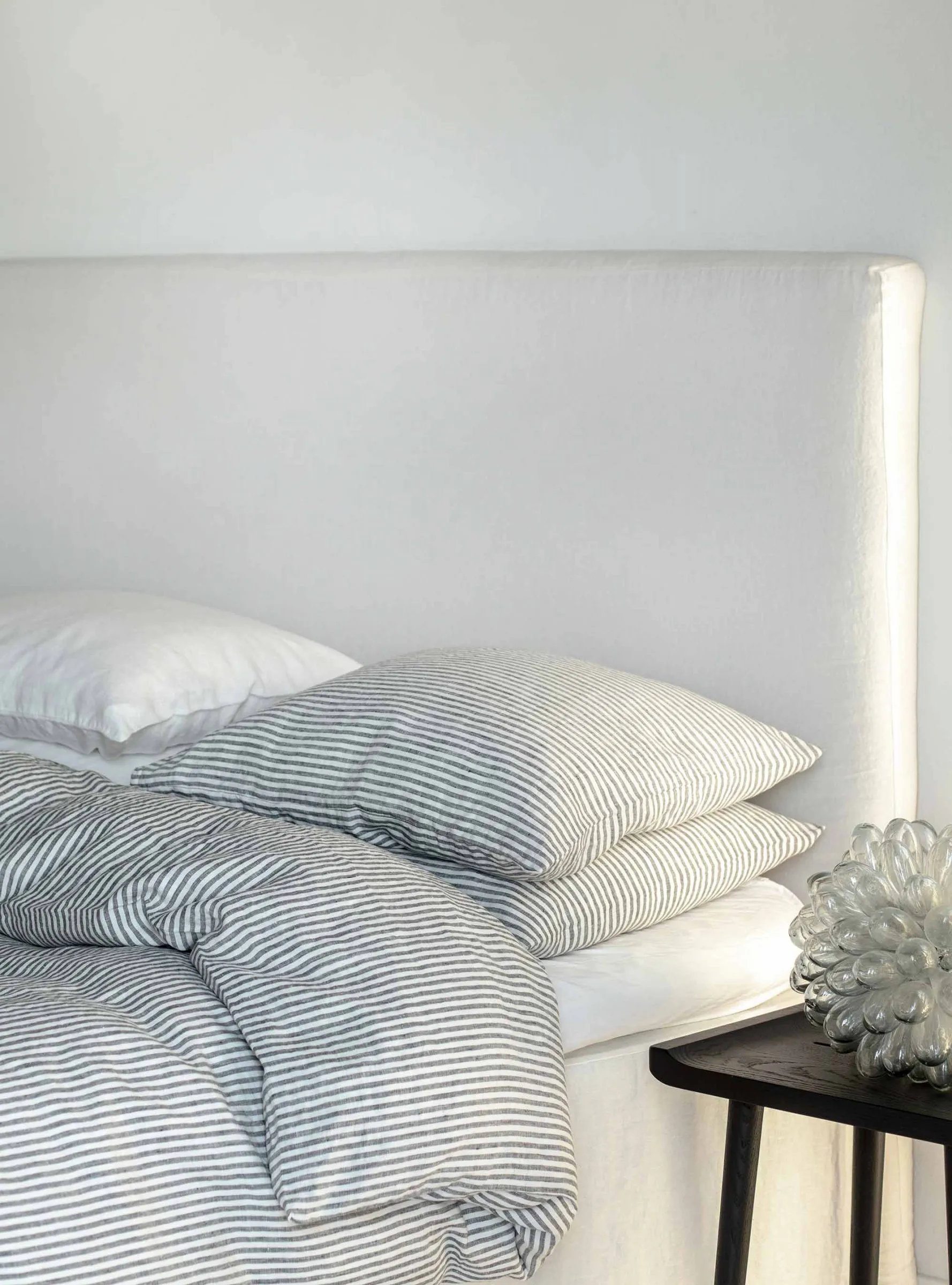 Κουβέρτα λινού 140x200 cm, Grey/white Tell Me More