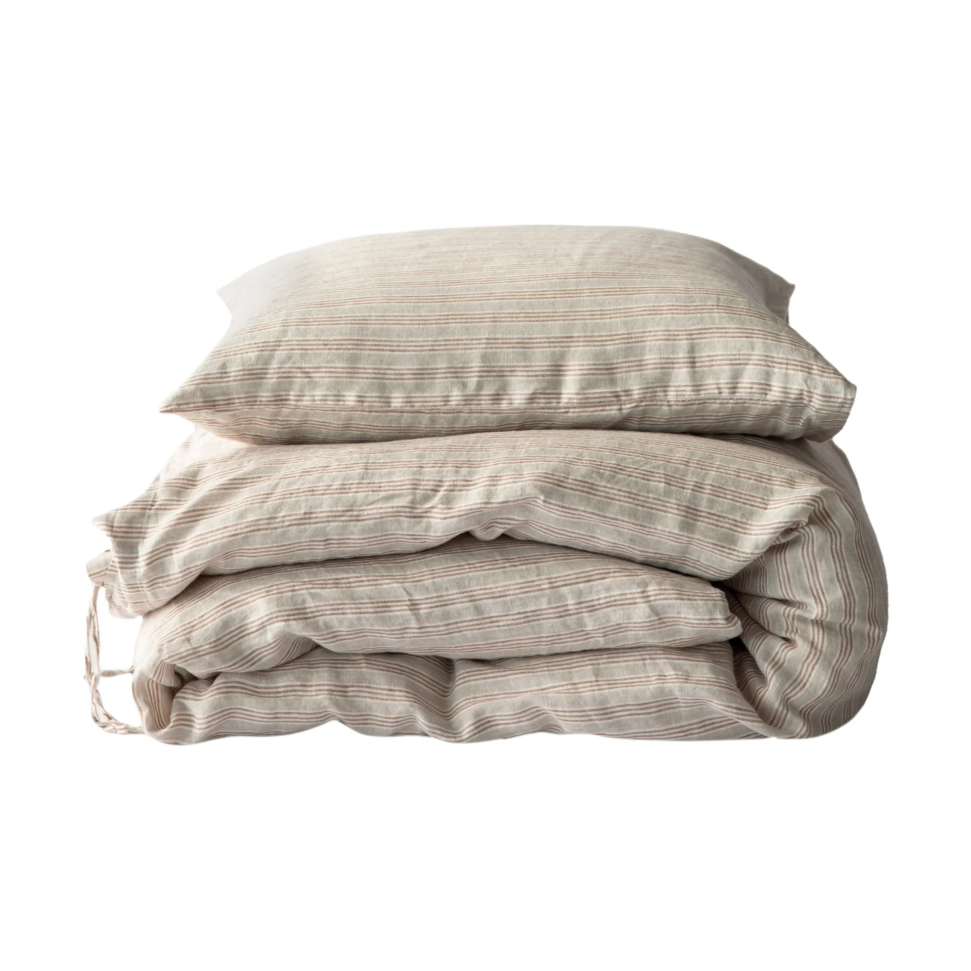 Παπλωματοθήκη από λινό 150x200 εκ, Ρίγα σε χρώμα φουντουκιού Tell Me More