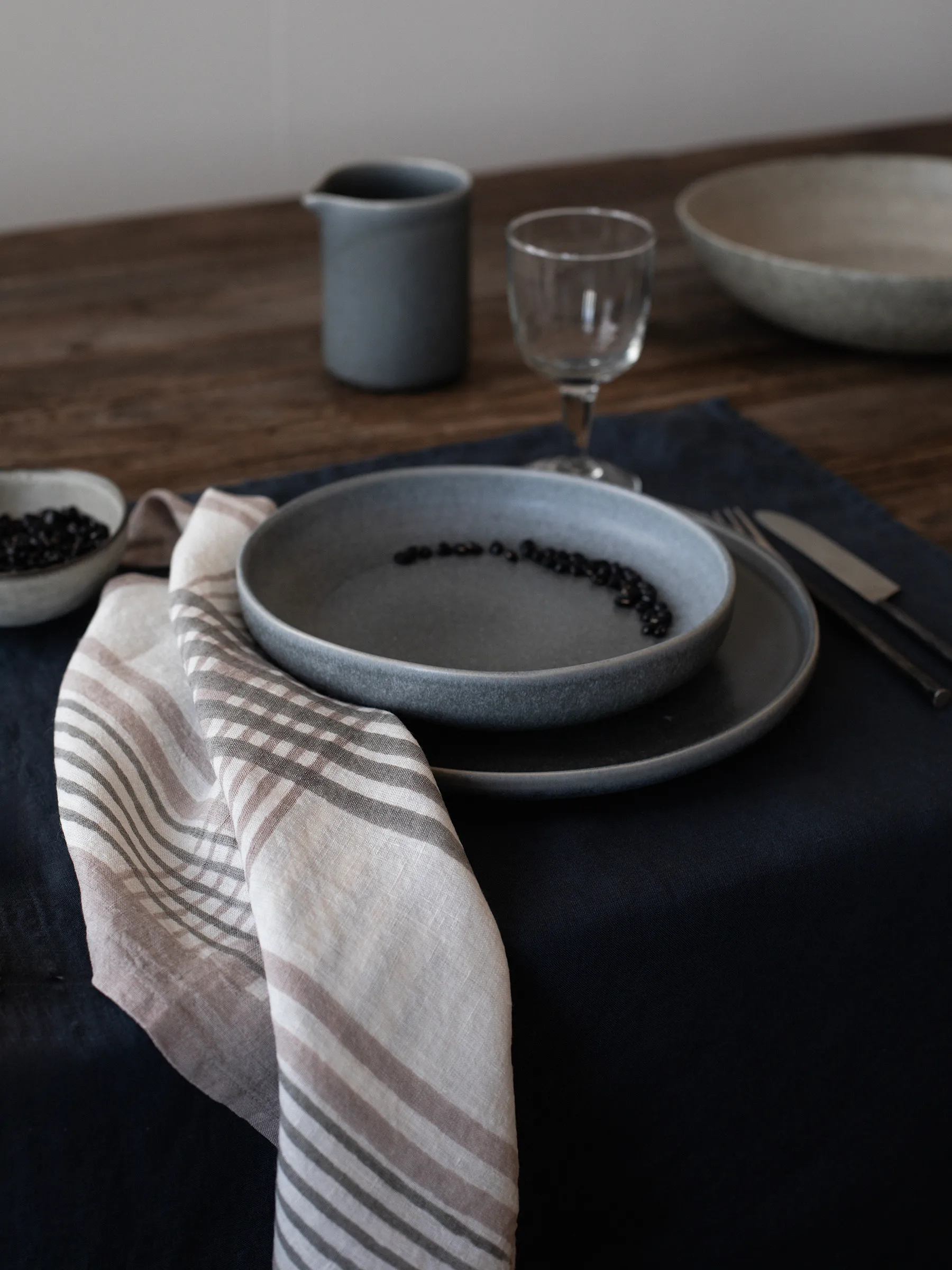 Πετσέτα τραπεζιού Ella 50x50 εκ., Grey checkered Tell Me More