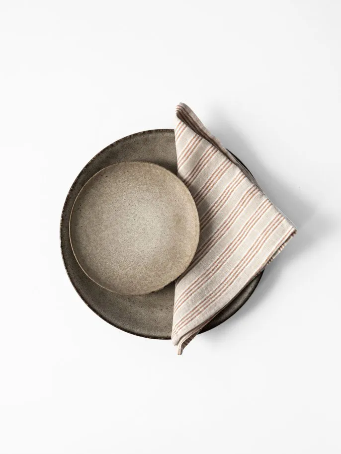 Washed λινή πετσέτα, Hazelnut stripe Tell Me More