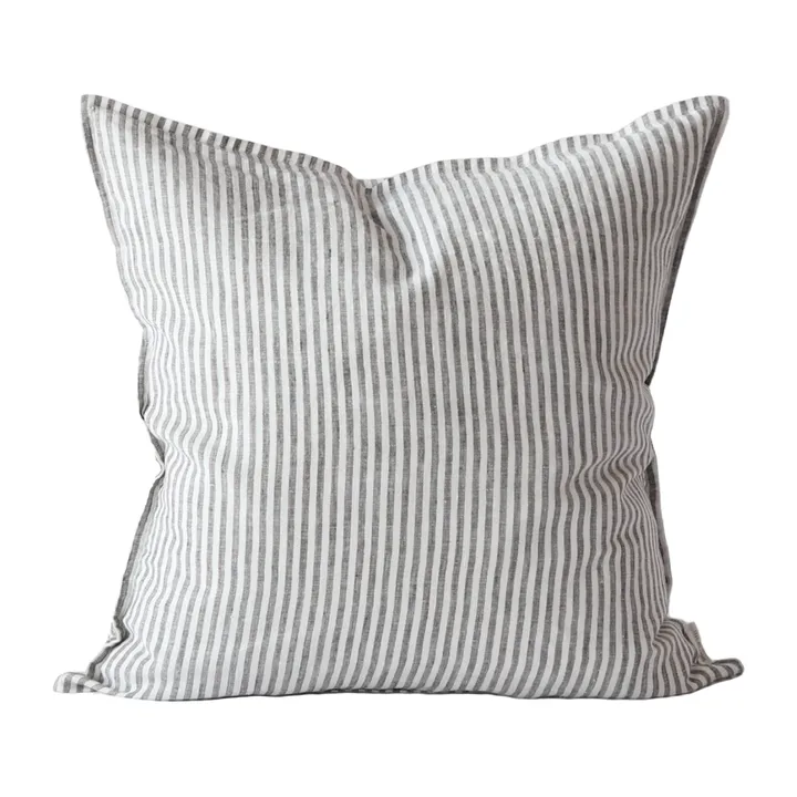 Washed linen διακοσμητική μαξιλαροθήκη 50x50 εκ. - Γκρι-λευκό - Tell Me More