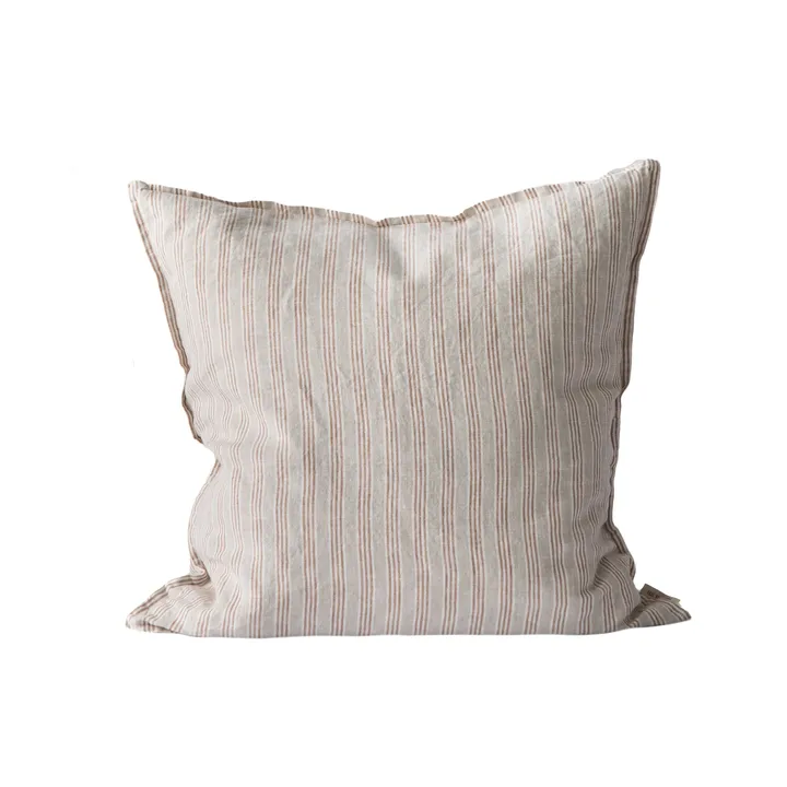 Washed linen διακοσμητική μαξιλαροθήκη 50x50 εκ. - Hazelnut stripe - Tell Me More