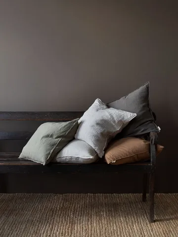 Washed linen διακοσμητική μαξιλαροθήκη 50x50 εκ. - Hazelnut stripe - Tell Me More