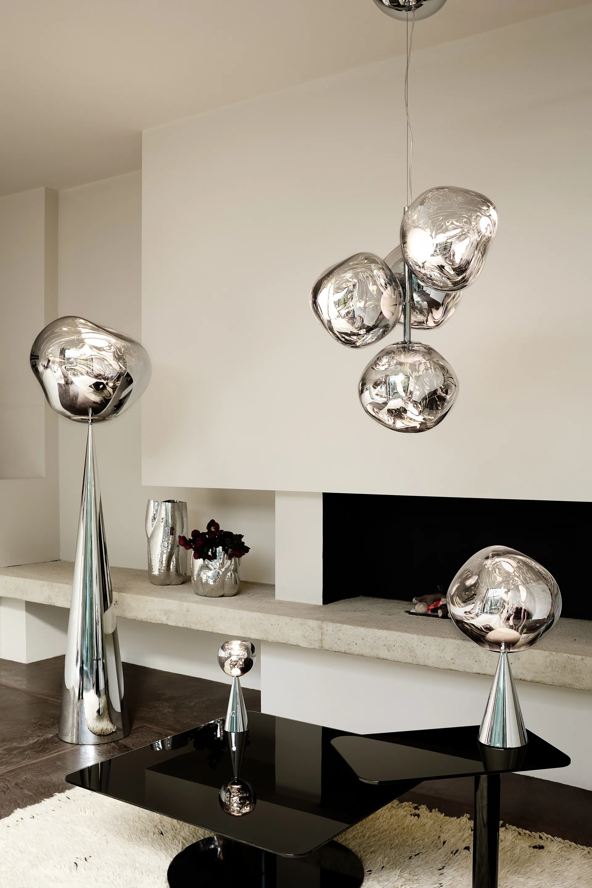 Melt Chandelier mini πολυέλαιος LED 63,4 cm, Silver Tom Dixon