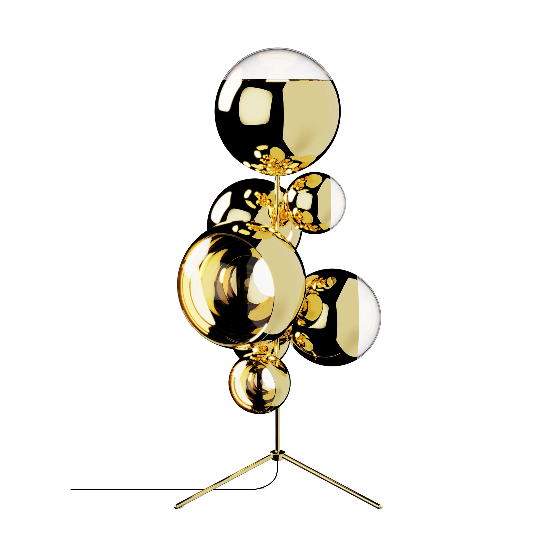 Mirror Ball chandelier φωτιστικό δαπέδου LED 181 cm, Gold Tom Dixon