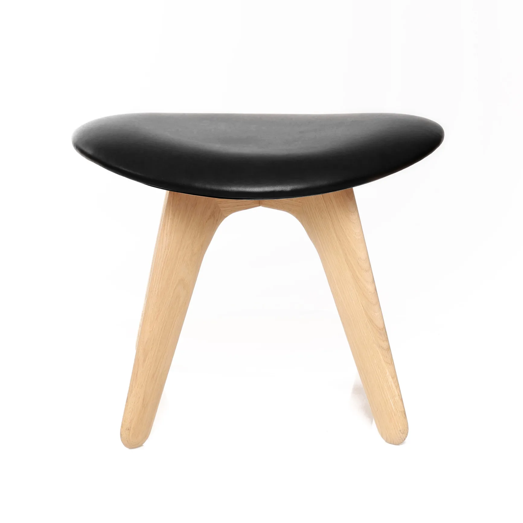 Σκαμπό Slab 45x55 cm, Natural oak-black leather Tom Dixon