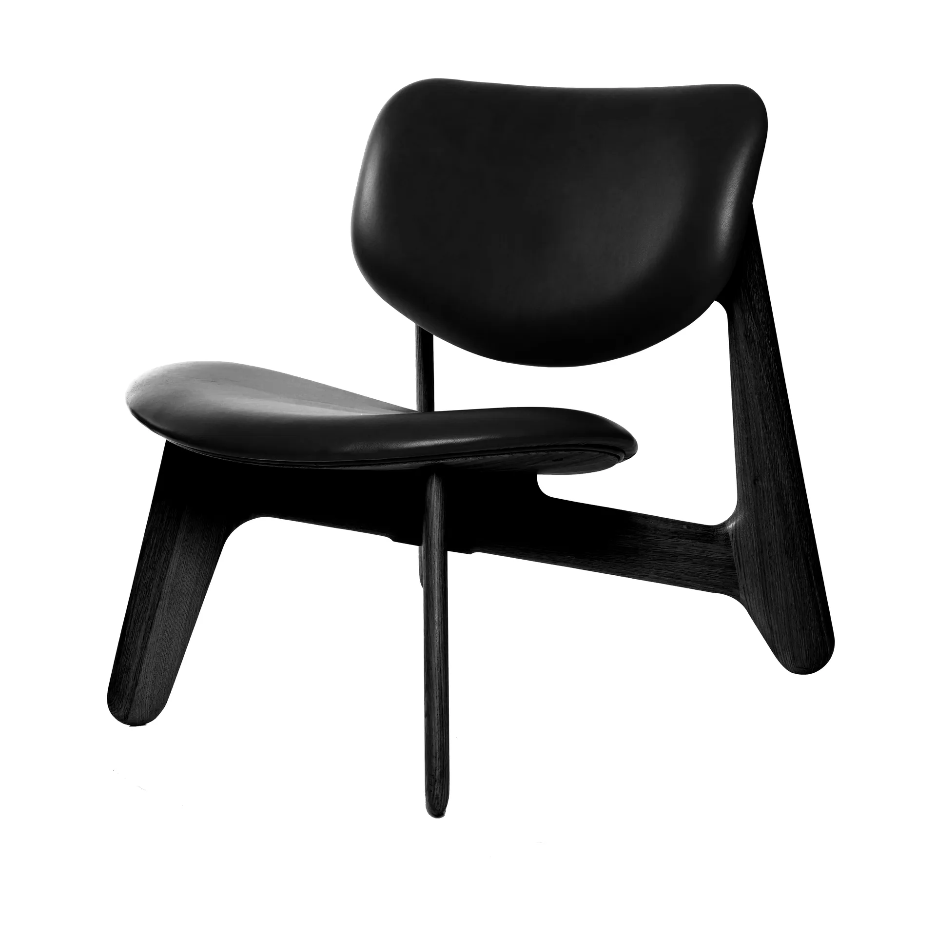 Slab πολυθρόνα με επενδυμένο κάθισμα, Black ash-black leather Tom Dixon