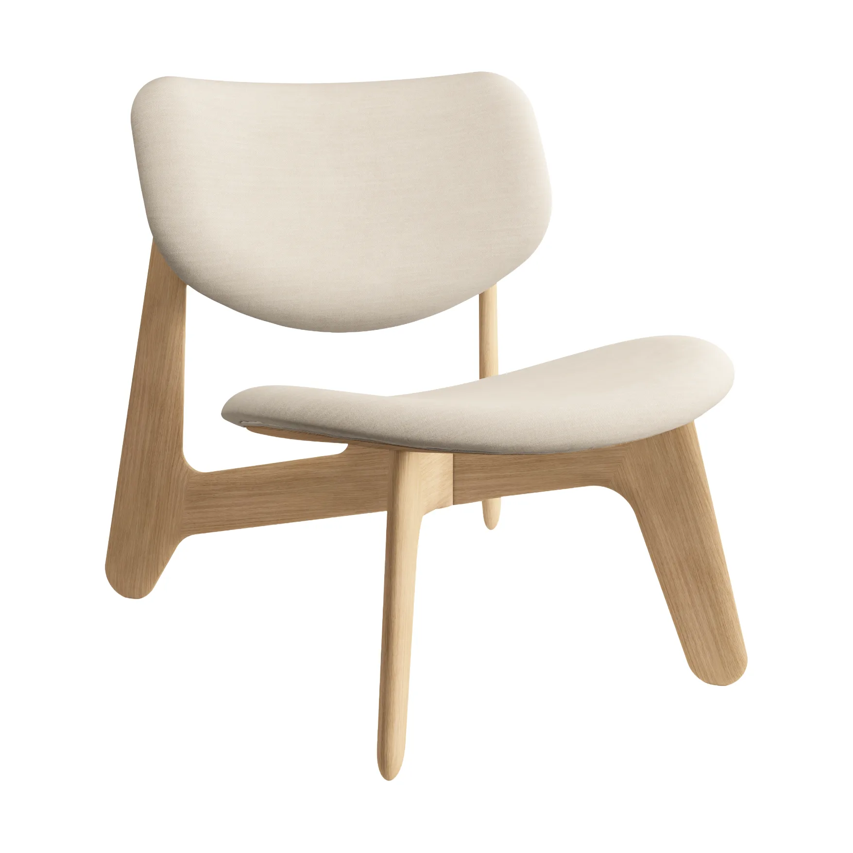 Slab πολυθρόνα με επενδυμένο κάθισμα, Natural brushed oak-Linara 05 CMHR Cream Tom Dixon