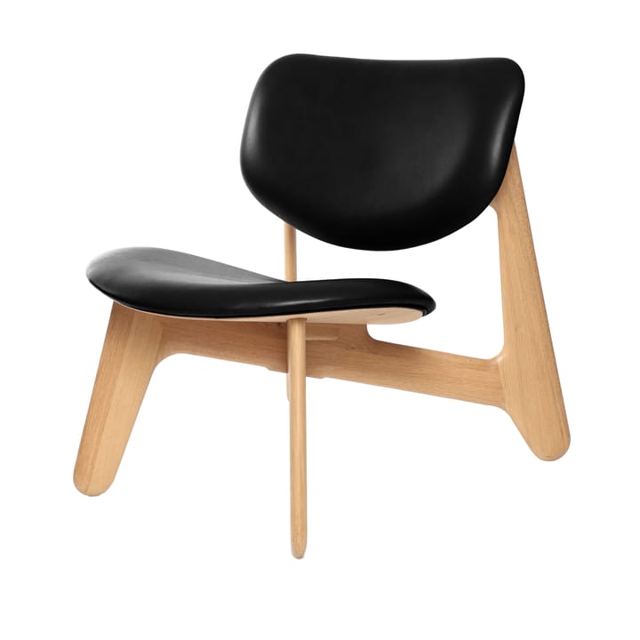 Slab πολυθρόνα με επενδυμένο κάθισμα - Natural oak-black leather - Tom Dixon