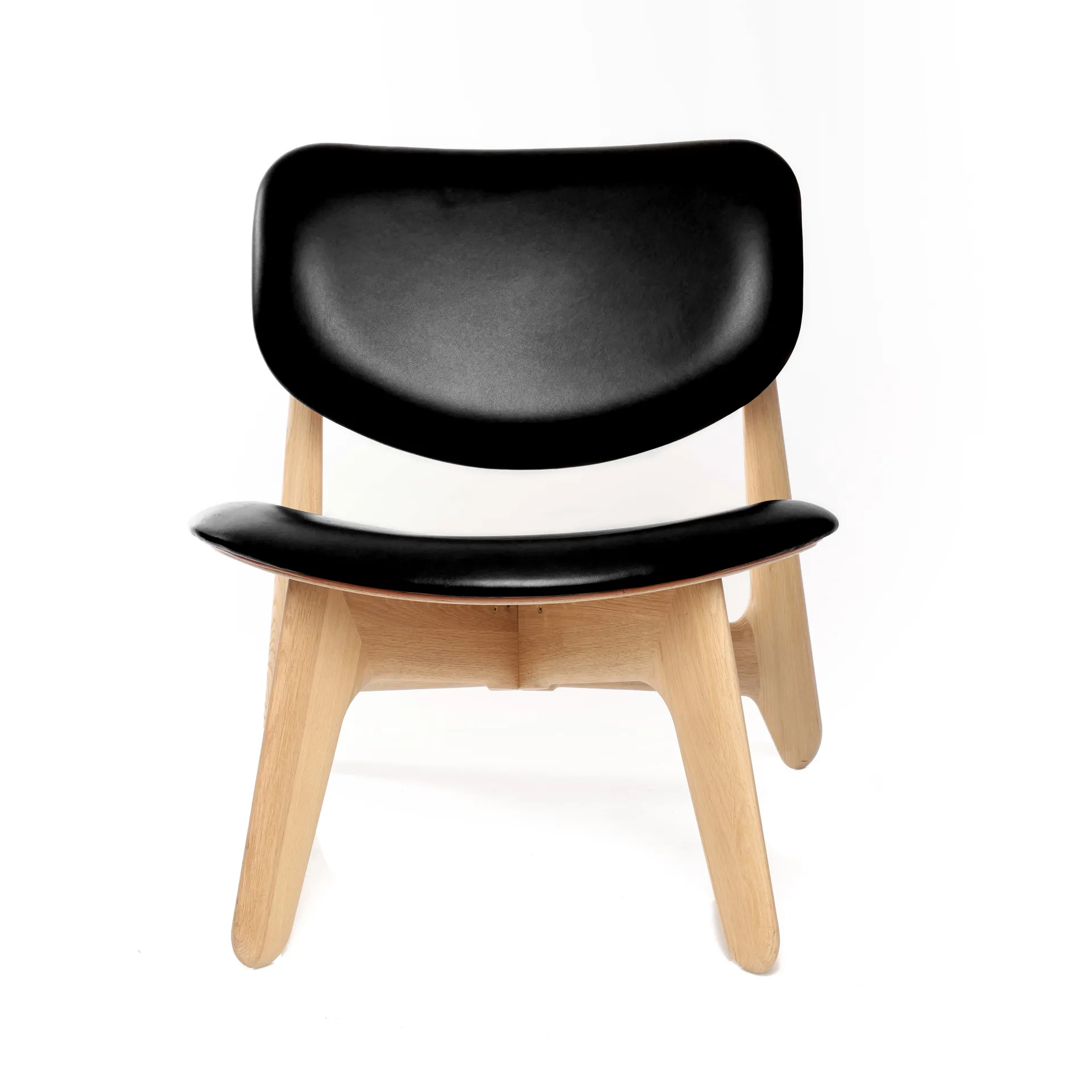 Slab πολυθρόνα με επενδυμένο κάθισμα, Natural oak-black leather Tom Dixon