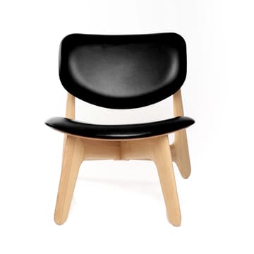 Slab πολυθρόνα με επενδυμένο κάθισμα - Natural oak-black leather - Tom Dixon