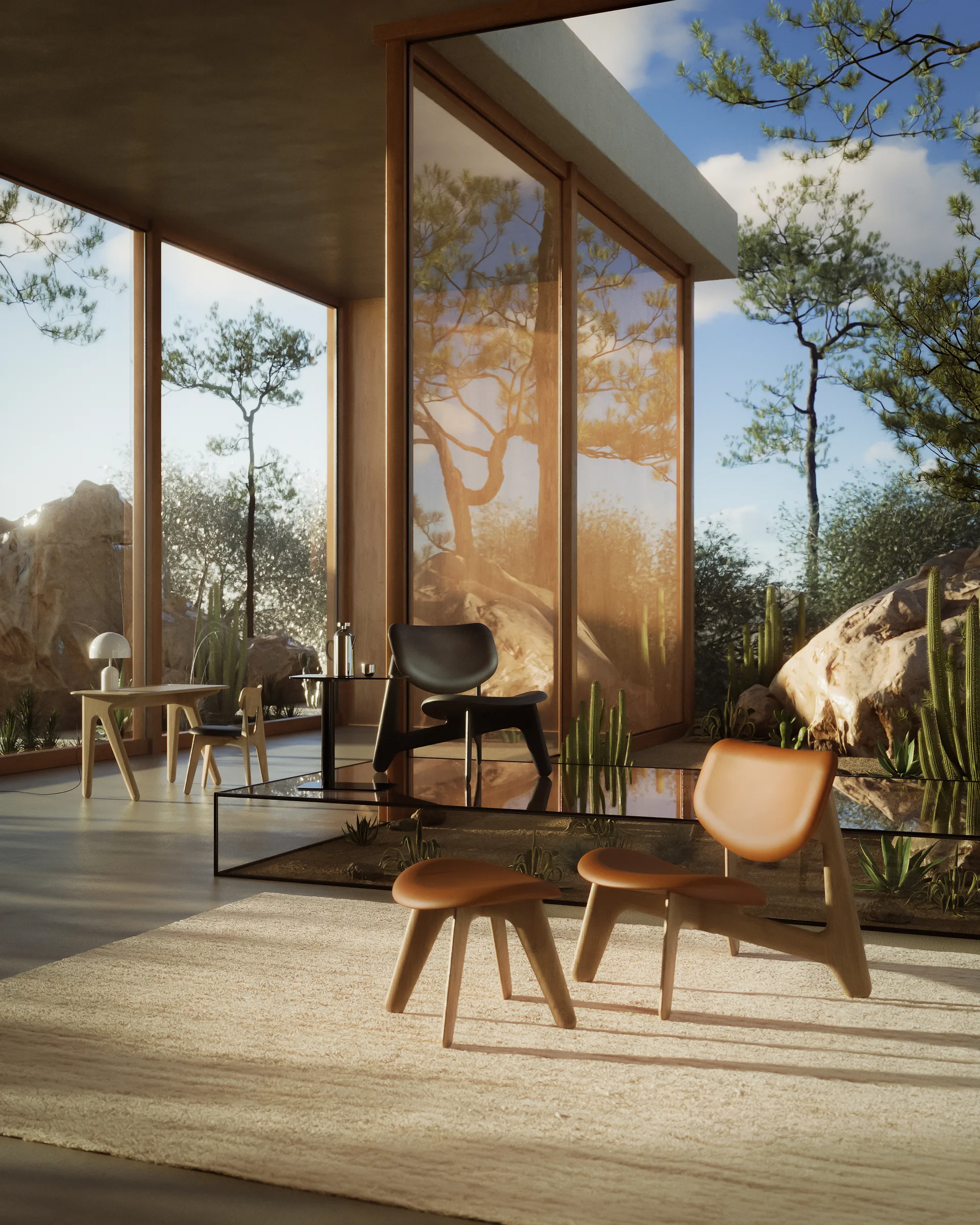 Slab πολυθρόνα με επενδυμένο κάθισμα, Natural oak-cognac leather Tom Dixon