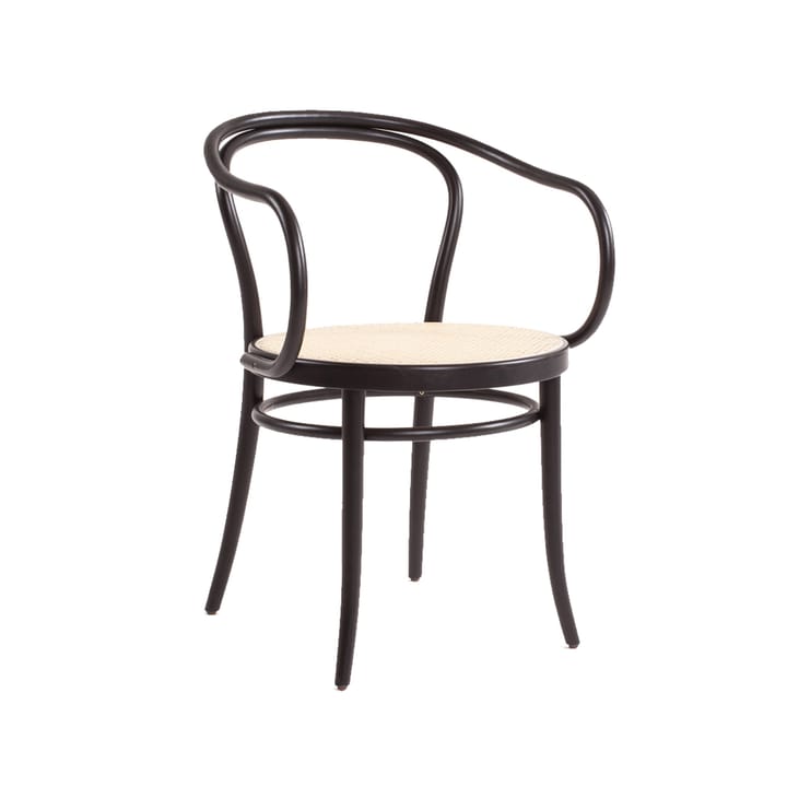 Καρέκλα με μπράτσα και κάθισμα ρατάν, Ton no.30 - Χρωματισμένο μαύρο B123-Νέο ρατάν - TON