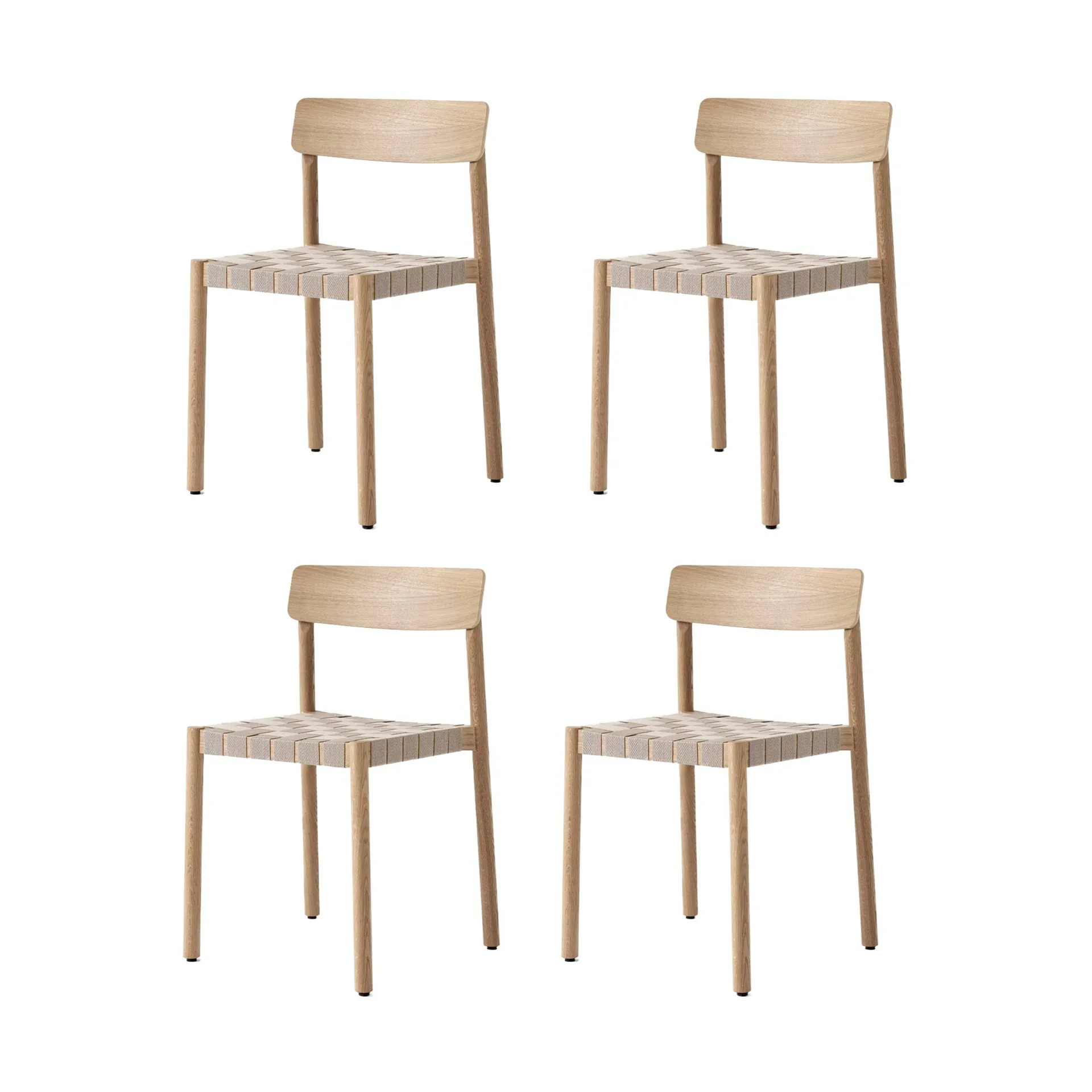 Betty TK1 καρέκλα, Δρύς-φυσικό πλεκτό κάθισμα από λινή ταινία, σετ 4 τεμαχίων &Tradition