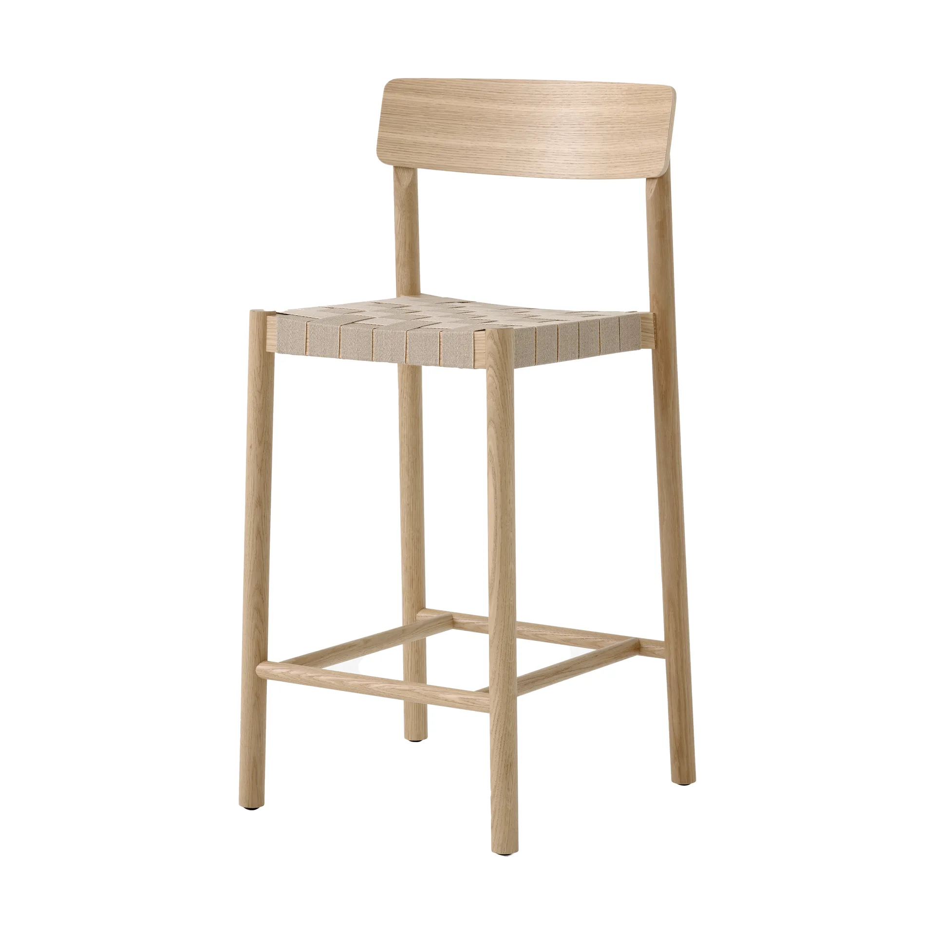 Betty TK12 Counter Chair μπαρ καρέκλα 65 cm, λινό σε φυσικό χρώμα-λουστραρισμένη δρυς &Tradition