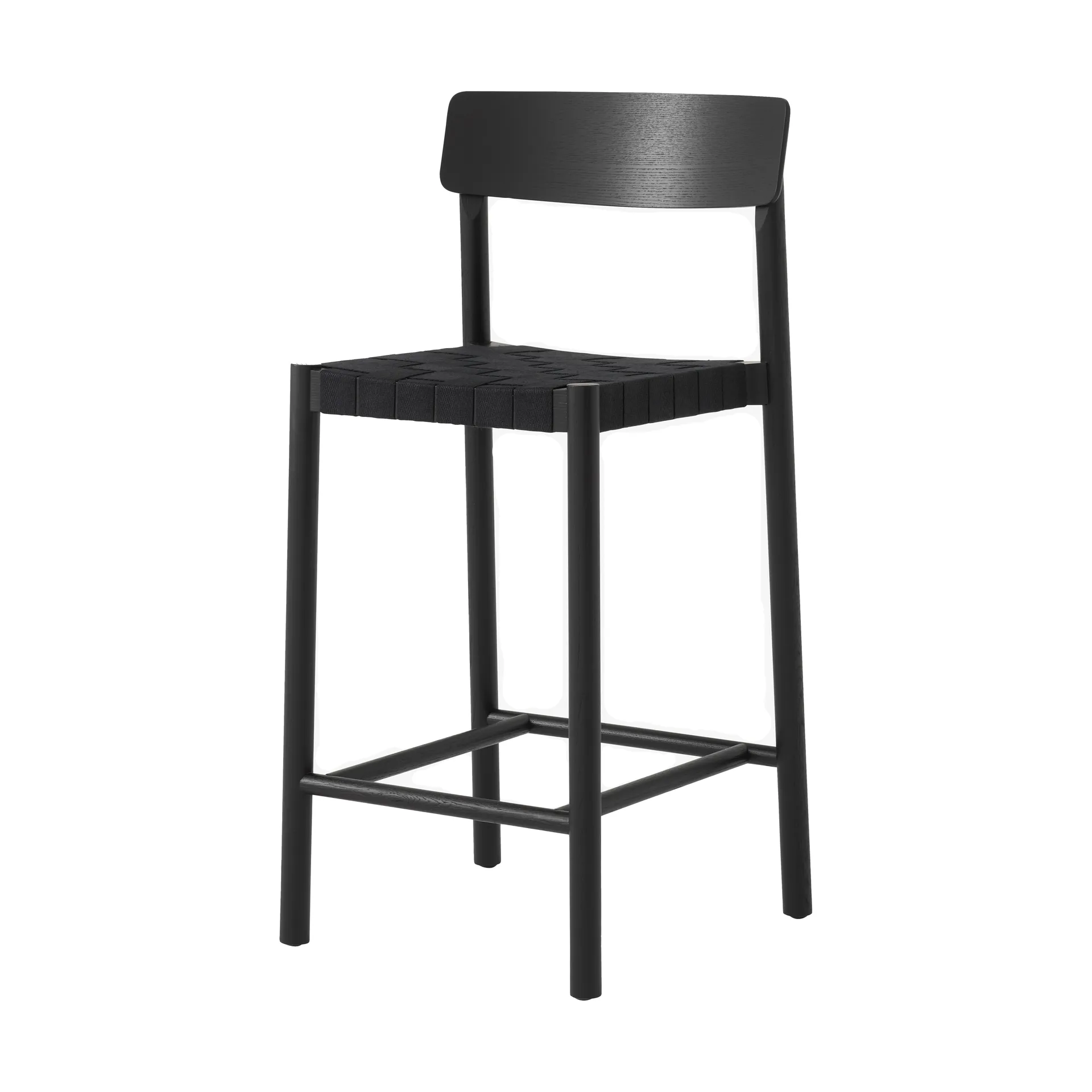 Betty TK12 Counter Chair μπαρ καρέκλα 65 cm, Mαύρο λινό-μαύρη λουστραρισμένη φράξος &Tradition